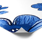 Französisch Cotgecore Blaue Blumenmuster Tissue Pa Poster (Ecke)
