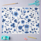 Französisch Cotgecore Blaue Blumenmuster Tissue Pa Seidenpapier (Basteln)