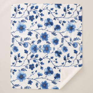 Französisch Cotgecore Blaue Blumenmuster Tissue Pa Sherpadecke
