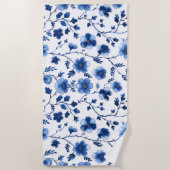 Französisch Cotgecore Blaue Blumenmuster Tissue Pa Strandtuch (Vorderseite)