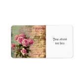 Französisch Country chic, Shabby Chic, rosa Rosen, Adressaufkleber (Vorne)