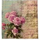 Französisch Country chic, Shabby Chic, rosa Rosen, Duschvorhang (Vorderseite)