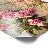 Französisch Country chic, Shabby Chic, rosa Rosen, Fotodruck (Ecke)