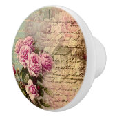 Französisch Country chic, Shabby Chic, rosa Rosen, Keramikknauf (Rechts)