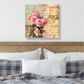 Französisch Country chic, Shabby Chic, rosa Rosen, Leinwanddruck (Insitu (Schlafzimmer))