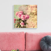 Französisch Country chic, Shabby Chic, rosa Rosen, Leinwanddruck (Insitu (Wohnzimmer))