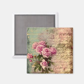 Französisch Country chic, Shabby Chic, rosa Rosen, Magnet (Vorderseite/Rückseite)