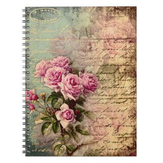 Französisch Country chic, Shabby Chic, rosa Rosen, Notizblock