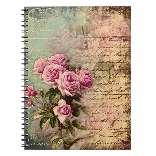 Französisch Country chic, Shabby Chic, rosa Rosen, Notizblock (Vorderseite)