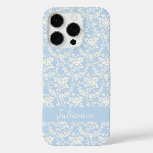 Französisch Country Light Blue Flora Personalisier Case-Mate iPhone Hülle (Rückseite)