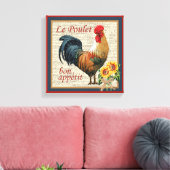 Französisch Country Rooster Le Poulet und Bön Appe Leinwanddruck (Insitu (Wohnzimmer))