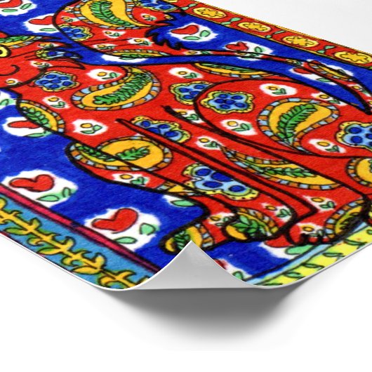 Französisch Country Style Red Paisley Cat Mini Fol Poster (Ecke)