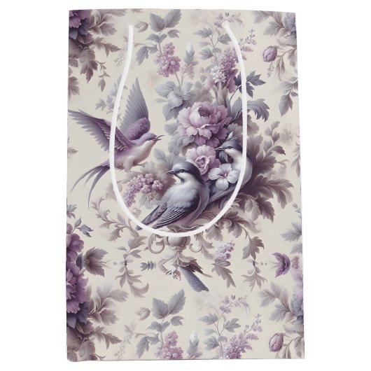 Französisch Country Toile Fleurie Birds Mittlere Geschenktüte (Vorderseite)