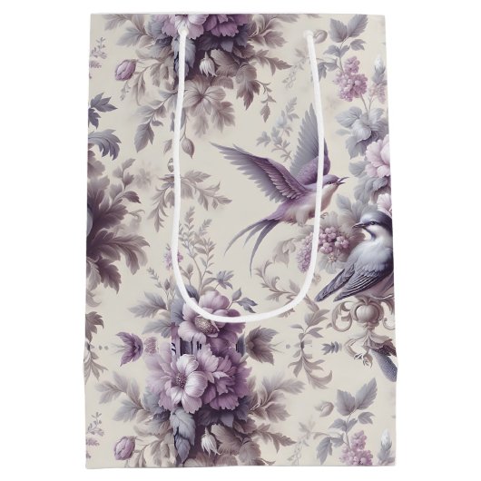 Französisch Country Toile Fleurie Birds Mittlere Geschenktüte (Rückseite)