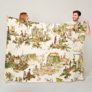 Französisch Creme Toile Chinoiserie Stil Rustikal Fleecedecke