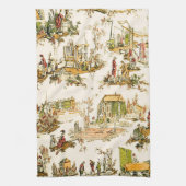 Französisch Creme Toile Chinoiserie Stil Rustikal Geschirrtuch (Vertikal)