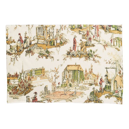 Französisch Creme Toile Chinoiserie Stil Rustikal Kissenbezug (Vorderseite)