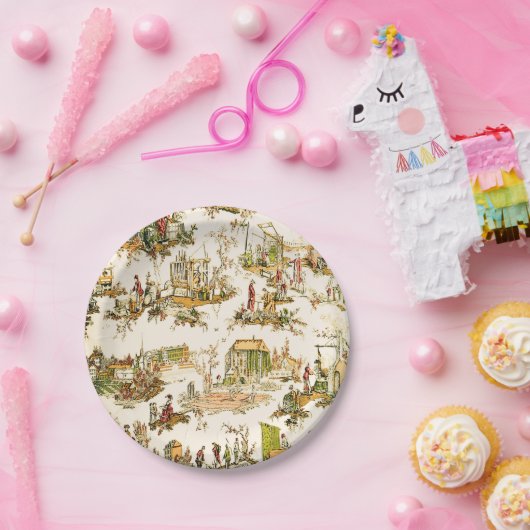 Französisch Creme Toile Chinoiserie Stil Rustikal Pappteller (Party)