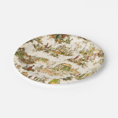 Französisch Creme Toile Chinoiserie Stil Rustikal Pappteller (Schrägansicht)