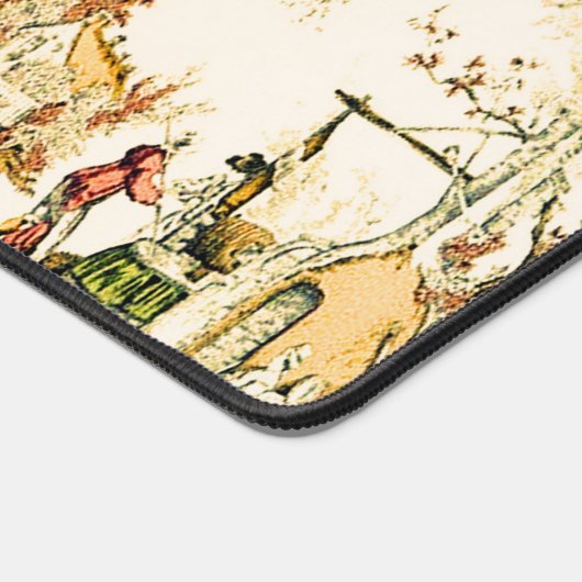 Französisch Creme Toile Chinoiserie Stil Rustikal Schreibtischunterlage (Ecke)