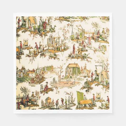 Französisch Creme Toile Chinoiserie Stil Rustikal Serviette (Vorderseite)