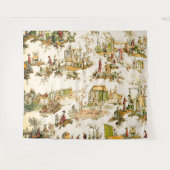 Französisch Creme Toile Chinoiserie Stil Rustikal Wandteppich (Vorderseite (Horizontal))