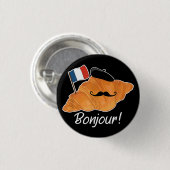Französisch Croissant Lover France Flag Frankophil Button (Vorne & Hinten)