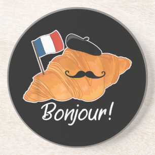 Französisch Croissant Lover France Flag Frankophil Getränkeuntersetzer