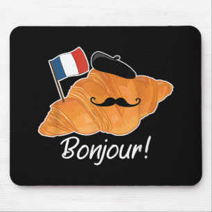 Französisch Croissant Lover France Flag Frankophil Mousepad