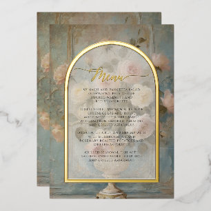Französisch Elegante Pink Florale Vintage-Rosen-Me Folieneinladung