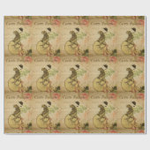 Französisch Ephemera Frog Riding Bicycle Geschenkpapier (Flach)