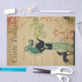 Französisch Ephemera Lady Whippet Dog Floral Decou Seidenpapier (Handwerk)