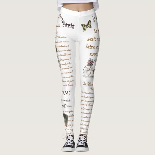 Französisch Ephemera ~ Skript ~ Handwriting ~ Pari Leggings (Vorderseite)