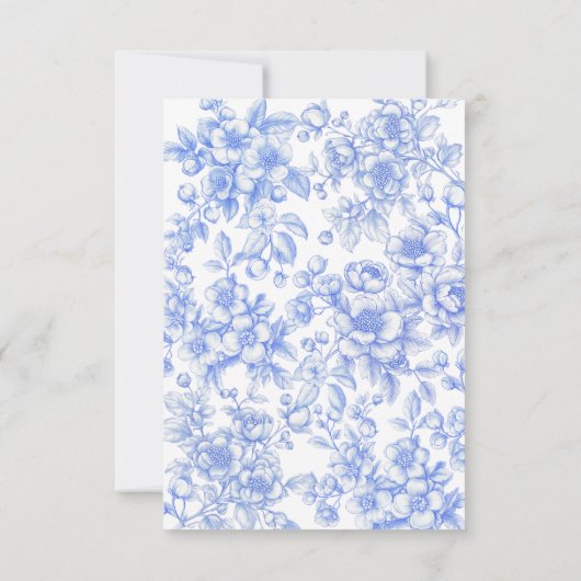 Französisch etwas Blue Floral Save the Date (Rückseite)