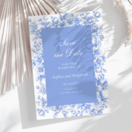 Französisch etwas Blue Floral Save the Date