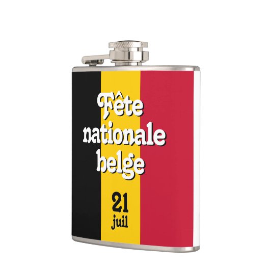 Französisch-Fête nationale belge belgische Flagge Flachmann (Links)