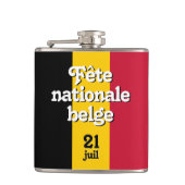Französisch-Fête nationale belge belgische Flagge Flachmann (Vorderseite)