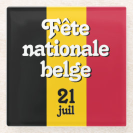 Französisch-Fête nationale belge belgische Flagge Glasuntersetzer