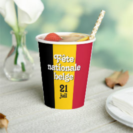 Französisch Fête nationale belge belgische Flagge  Pappbecher