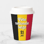 Französisch Fête nationale belge belgische Flagge Pappbecher (Rückseite)