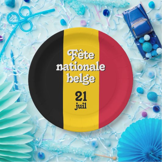 Französisch-Fête nationale belge belgische Flagge Pappteller (Party)