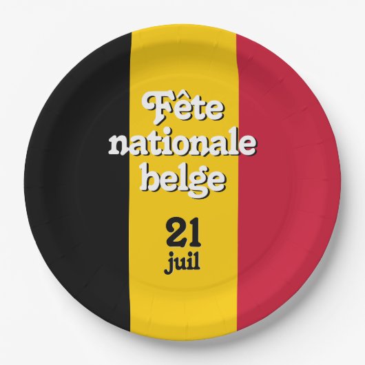 Französisch-Fête nationale belge belgische Flagge Pappteller (Vorderseite)