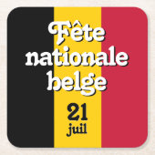 Französisch-Fête nationale belge belgische Flagge Rechteckiger Pappuntersetzer (Vorderseite)