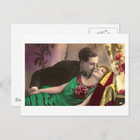 Französisch Flirt - Romantisches Vintag Postkarte (Vorne/Hinten)