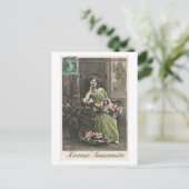 Französisch Flirt - Schönes Frauenportrait Postkarte (Stehend Vorderseite)