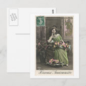 Französisch Flirt - Schönes Frauenportrait Postkarte (Vorne/Hinten)