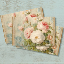 Französisch Floral Blue Pink Vintag Ephemera Decou