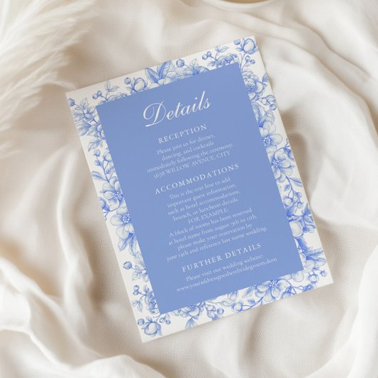 Französisch Floral etwas Blue Wedding Information Einladung