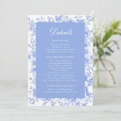 Französisch Floral etwas Blue Wedding Information Einladung (Stehend Vorderseite)