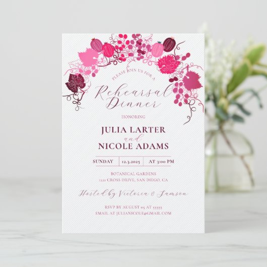 Französisch Floral Sweet Berry Probe Abendessen Einladung (Stehend Vorderseite)